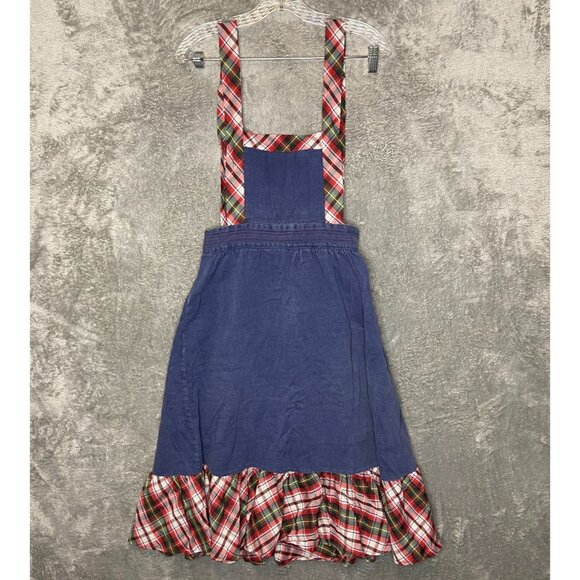 Catch Catch Catch Dresses & Skirts - Vtg Women Cottagecore Peasant Trad Wife Overall Soft Denim Plaid Midi Dress 13